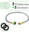 Heavy Duty Stainless Steel Garden Hose 3 Feet Short All Metal Water Hose No Kink Built To Last Durable Flexible Lightweight