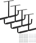 Overhead Garage Storage Hooks Rack Ceiling Mounted Heavy Duty Utility Hooks Ladder Hangers For Pipe Lumber Fishing Rod Ski Board 4 Pack Black Beefy