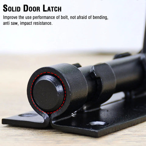 Close-up of Kickass Heavy Duty Slide Bolt Gate Latch, Solid Stainless Steel Security Bolt Locks For Fences Backyards Garage Doors Cupboards And Windows, 7.8 Inch Black Double Pack.