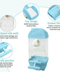 No Sweat Automatic Bird Feeder And Water Dispenser For Cages with enclosed walls and drawer design for easy refilling.