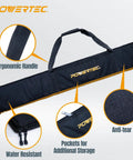 Shop Favorite Track Saw Guide Rail Extender Kit Featuring Two 55 Inch Aluminum Tracks With Rock Solid Couplers And Rugged Canvas Sling, ergonomic handle and water resistant bag.