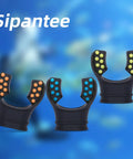 Three Pack Black Silicone Snorkel Mouthpieces For Scuba Regulators With Regulator Ties Durable Replacement Gear Wide Compatibility With Most Standard Regulators Reusable Comfort Mouthpiece For Snorkel And Dive Pros on blue background