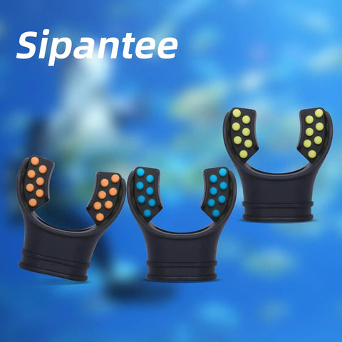 Three Pack Black Silicone Snorkel Mouthpieces For Scuba Regulators With Regulator Ties Durable Replacement Gear Wide Compatibility With Most Standard Regulators Reusable Comfort Mouthpiece For Snorkel And Dive Pros on blue background