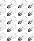 Image of Bulk 20 Pack S14 Clear Light Bulbs 11W Warm Glow With E26 Medium Base for patio vintage string lights arrangement.