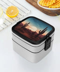 Desert Cactus Themed Bento Box For Adults Grab And Go 2 Tier Portable Lunch Box With Spoon Reusable Insulated Lunch Container