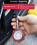 Best Selling Tire Pressure Gauge For Cars And Motorcycles With ANSI B40.1 Precision, 5 To 60 PSI, Extended 360 Degree Swivel Head, Hold And Bleed Button, Dual Guard, Battery Free, Compact Design And Easy Read Dial For Fast Accurate Checks.