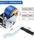 Product dimensions diagram of Beefy Heavy Duty Hand Winch 600 Lbs Gear Winch With 21 Cm Handle Crank 272 Kg Capacity for marine use.