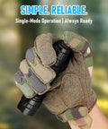 Gloved hand holding Tactical Flashlight With Holster And Charger, 1000 Lumen LED Duty Light, One Mode, for outdoor use