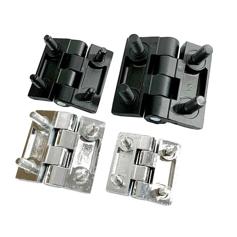 Black 50 By 50 mm Distribution PS Switch Control Box Door Hinge For Network Case And Instrument Cabinet Fittings With Screw Rod Heavy Duty Hardware Easy Install Durable Metal Construction shown in black and silver finishes