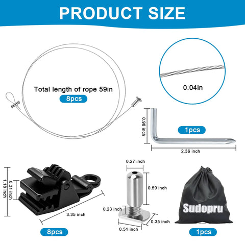 26 Piece Solar Pool Cover Strap Kit With Metal Bands And Beefy Nylon Clips Built Tough For Reel Mounting Handles components and sizes.