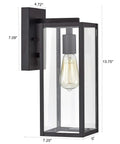 2 Pack Outdoor Wall Light Fixtures With Clear Glass Sconces, Modern Farmhouse Exterior Lights, Iron Anti Rust Finish