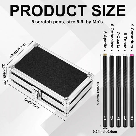 On The Go Mohs Hardness Tester Kit With Five Mohs Picks From 5 To 9 And Aluminum Case Pro Grade Gear For Mineral Identification