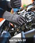 Spandex Liner Nitrile Coated Work Gloves NP1001 12 Pair Large Pack with Micro Foam Grips used for auto DIY on engine