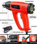 Heavy Duty 1800W Heat Gun Kit With Dual Temperature Settings Up To 1112F (600C) And 752F (400C), showing design features.