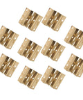 Heavy Duty Metal Cabinet Hinges for Corner Cabinets with 180 Degree Opening, gold four fold door hinges displayed in a set of nine.