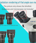 Two Piece Eyepiece Eyeshields Kit For Microscope Rubber Eye Cups Replacement 44mm Diameter Flat Angle Eyepiece Guards For 40 To 42mm Interface Stereo Microscope Accessory, shown on microscope eyepieces
