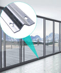 12 Ft V Track With Pre Drilled Holes And Screws Includes 4 Ft By 3 Ft Footprint Heavy Duty V Bottom Track For Sliding Driveway Gates Built To Withstand Weather And Heavy Use, metal track with pre-drilled holes, glass doors background