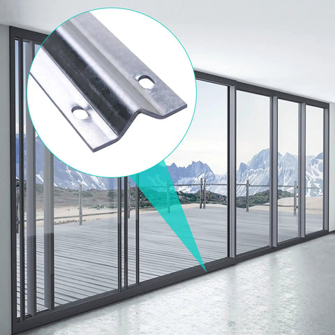 12 Ft V Track With Pre Drilled Holes And Screws Includes 4 Ft By 3 Ft Footprint Heavy Duty V Bottom Track For Sliding Driveway Gates Built To Withstand Weather And Heavy Use, metal track with pre-drilled holes, glass doors background