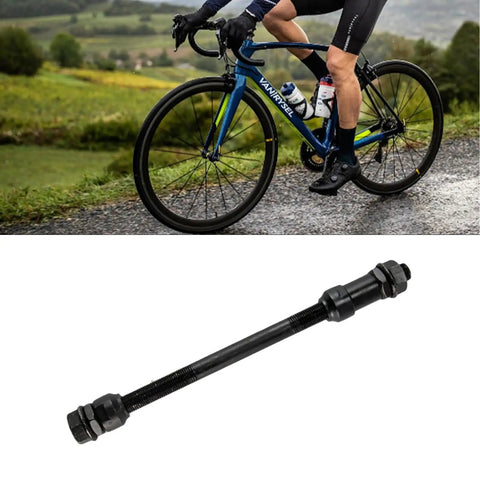 Heavy Duty Bike Rear Hub Axle 175mm 6.89 Inch Three Eighths Inch 26 TPI Conical Lock Nut Kit High Strength Steel Electroplated