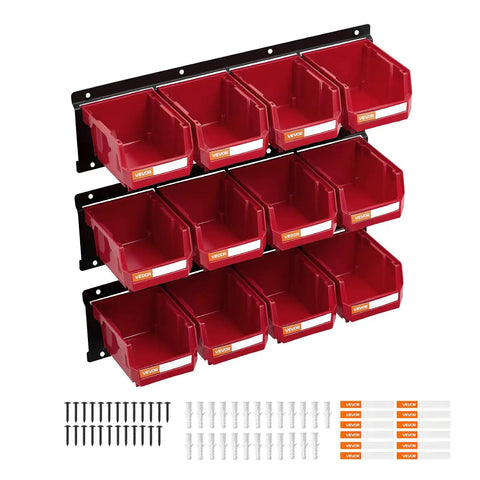 Kick Some Clutter To The Curb With This Rock Solid Set Of Twelve Wall Mounted Plastic Storage Bins And Three Heavy Duty Rails for organizing.
