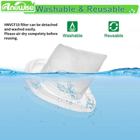 HNVCF10 Replacement Filter Kit For Black Decker Hand Vacuums Six Pack Compatible With HNVC220BCP07 HNVC215BW52 HNVC215B12 HNVC215B10 HNVC115J06 HNVC115B22 HNVC220BCZ01