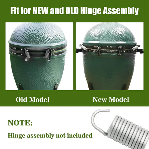 Replacement Hinge Springs For Large Big Green Egg Accessories Set Of 2 For Old And New Hinges shown with grill models