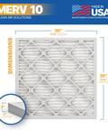 Image showing dimensions for MERV 10 20x20x1 Pleated Air Filter Six Pack For AC Furnace And HVAC Systems Made In USA.
