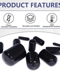 Round Rubber End Cap Kit, 13 Sizes From 2mm To 20mm, Vinyl Rubber Screw Thread Protectors in black, illustrated product features