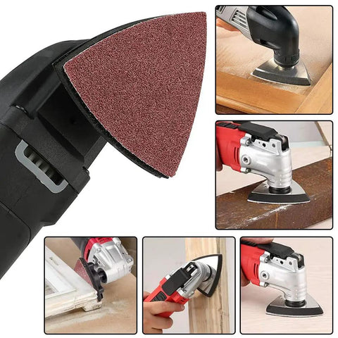 Triangle Sanding Pads Kit For Oscillating Multi Tool 80mm 3 And One Eighth Inch Hook And Loop Sandpaper Set in use