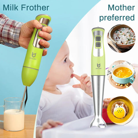 3-In-1 Immersion Hand Blender with Milk Frother and Egg Whisk, 8-Speed Stick Blender for coffee foam, puree, soups, BPA free.