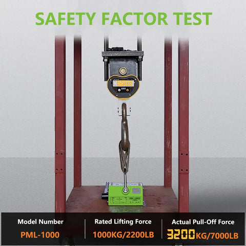 Badass Heavy Duty Neodymium Magnetic Lifter Rock Solid Steel Plate Hoist Built Tough For Up To 11000 Pounds at safety test.