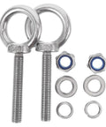 Long Reach M10x60 Eye Bolts Built Tough For Concrete And Machinery Mounting With Shoulder, Closed Hook For Easy Chain Linking, Deep Anchorage, Stainless Steel Construction For Heavy Duty Use, stainless steel eye bolts with nuts and washers