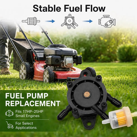 Hella Reliable Vacuum Fuel Pump With Integrated Filter For Small Engines And Golf Carts No Drama Gas Delivery For 17 To 25 Horsepower Motors, 3.3x3.3x1.0 inches