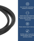3L600 Classic Wrapped Rubber V Belt, 60 Inch, details of material benefits, showing static conductivity and durability features.