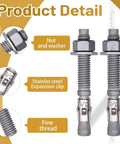Three Eighths Inch Outer Diameter Concrete Anchor Bolts Set With Washer And Nut, Galvanized Carbon Steel Wedge Anchors For Concrete, Three Inch Length, Bulk Pack Of Ten, Heavy Duty Fasteners For Structural Installations product details