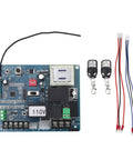 Sliding Gate Opener Circuit Board With Remote Control Advanced Microcomputer Control No Hassle Plug And Play Setup For Factories Schools And Homes 110V Gate Automation System With Two Remotes, wires visible