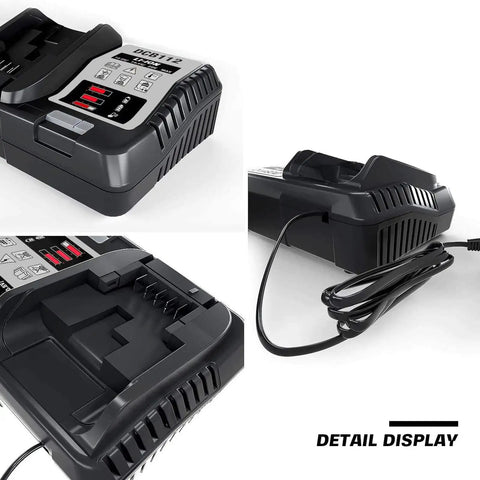 Replacement Dewalt 12V 20V Max Lithium Charger Station For DCB Batteries with detail display of charging slots and cable
