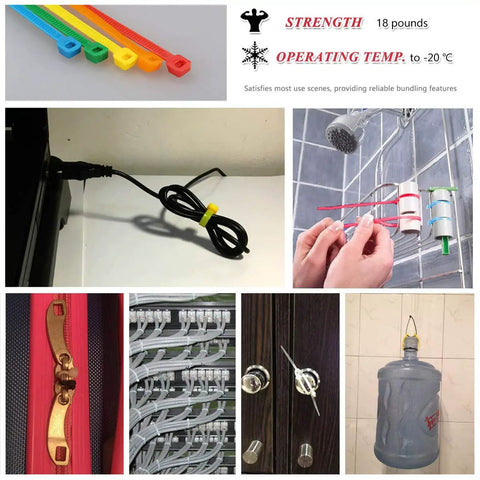 8 Inch Heavy Duty Cable Ties Assorted Colors 300 Pack For Home Office Cord Management And Projects Multi Purpose Zip Ties In Red Yellow Green Blue Purple 18 Lbs Tensile Strength Boxed For Easy Storage