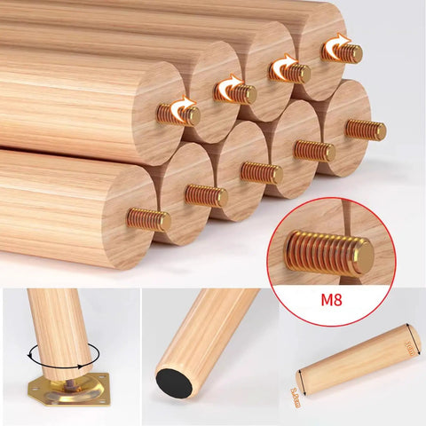 Angled Solid Wood Furniture Legs 4 Pack Beech Wood Table Feet Replacement with M8 screws for Couch Sofa Cabinet TV Stand Chair and Tea Table