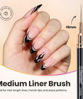 Person holding a Liner Nail Art Brush Set Of 5 With Palette Holder For Long Lines And Fine Details Metallic Nail Pens 15mm