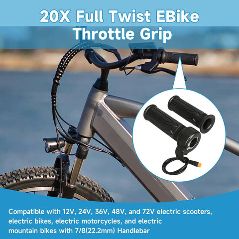 Universal 3 Pin Ebike Twist Throttle Kit For 12V 24V 36V 48V 72V Electric Bicycles And Scooters, handlebar fit shown on bike