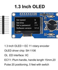 Two Pack 1.3 Inch OLED Display Module With EC11 Rotary Encoder Button I2C Interface LCD Screen For Arduino White Case SH1106 Driver Compatible Great For DIY Projects, Educational Prototyping, And Arduino Enthusiasts front view