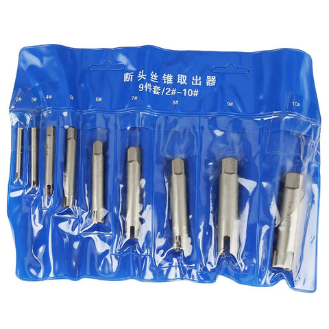 Premium Heavy Duty Screw Extractor Set To Bust Rusted Stripped Bolts And Broken Taps With Ease For Home Repair Projects Or Industrial Jobs Using This Durable High Speed Steel Removal Kit That Gets The Job Done Right, 9-piece set in blue pouch