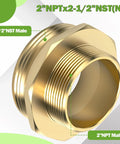 Brass Fire Hydrant Hose Adapter 2-1/2 In NST Male To 2 In NPT Male, Heavy-Duty, Leak-Resistant Octagonal Connector For Hoses, Hydrants, Standpipes And Industrial Water Systems; brass adapter close-up