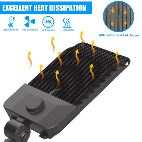 Beast Bright 300W LED Parking Lot Light With 39,000 Lumens, 5000K Daylight Color, showing heat dissipation design
