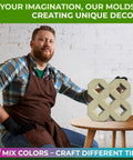 Man holding Concrete Grass Paver Molds ABS 2mm Patio Bricks for DIY garden pathways and walkways at a table.