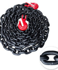 G80 Binder And Safety Chain Three Eighths Inch By Twenty Foot Beefy Heavy Duty Transport Chain With Clevis Grab Hooks 7100 Lbs