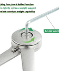 Allen wrench used to adjust heavy duty lid support hinge with soft close for toy boxes and cabinets, zinc alloy satin nickel