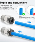 10 Pack Push To Connect Fittings One Quarter Inch Tube OD With Ten Thirty Two UNF Male Straight Union Copper Quick Connect Pneumatic Fittings For Semi Truck Trailers Air Brake System Black Heavy Duty demonstration
