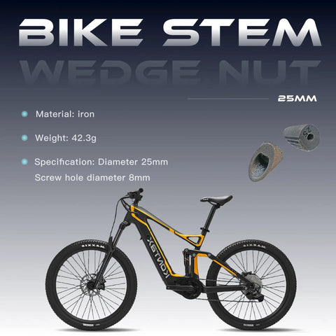 Beefed Up Bicycle Stem Wedge Nut Replacement Adapters Set, M8 Thread, Fits 22.2mm And 25.4mm Riser, 170mm Long Pole